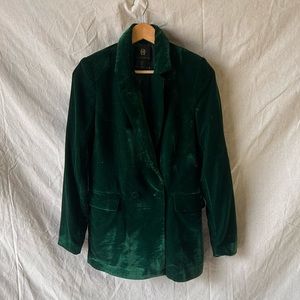 Green Velvet Oversized Blazer